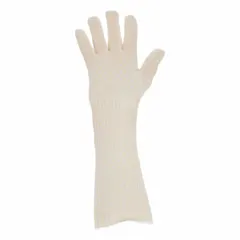 Uncoated cotton knit glove with knit cuff, rated for continuous use up to 400°F. Provides basic thermal protection for handling hot materials in industrial environments. White color, suitable for general assembly and material handling tasks.