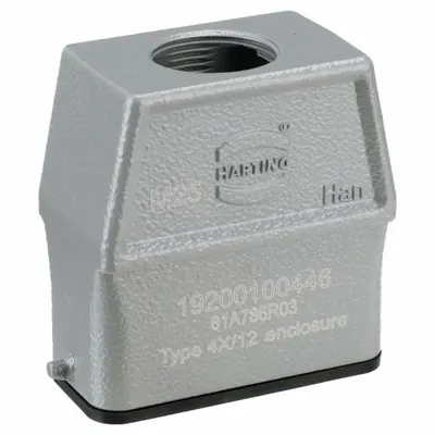 HARTING Rectangular Connector Hood: Size 10 A, Top, Single-Entry, M25 Cable Entry - Hoods for Rectangular Connectors