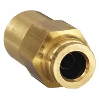 Push-Fit Adapter Fitting: 3/8 in OD x 3/8 in Pipe Fitting Size, Push-to-Connect x FNPT, Brass (MPN 66PTC-6-6)
