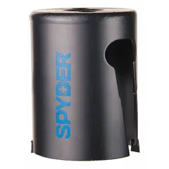 This SPYDER hole saw cuts wood, metal, plastic, and drywall. It has a 1 in diameter, 1 tooth per inch, and a 2 in maximum cutting depth. The 3/8"-20 thread size attaches to a compatible arbor (sold separately). Suitable for general construction, electrical, and plumbing tasks requiring clean holes.