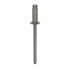 Inch-series blind rivet with a domed head, 0.122" diameter, 1 8/17" overall length, 3/8" body length, and 1 15/32" overall length. Supplied in a 500-piece pack. Used for fastening materials where only one side is accessible, common in metal fabrication, automotive assembly, and HVAC ductwork.