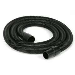 This 12 ft long, 1 1/2 in diameter plastic vacuum hose is designed for industrial applications requiring a crush-resistant conduit. It connects to wet/dry vacuums for debris and fine dust removal in workshops, factories, and construction sites.