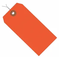 Wired Shipping Tag: #5, 4 3/4 in Tag Ht, 2 3/8 in Tag Wd, Orange, Plastic, Pre-Wired Tag, 100 PK (MPN G26053W)