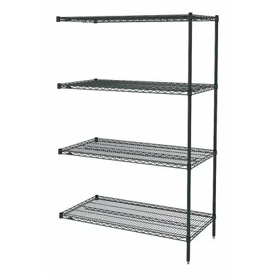 METRO Wire Shelving Unit: Add-On, 24 in x 24 in, 63 in Overall Ht, 4 Shelves - Stationary Wire Shelving for Dry Use