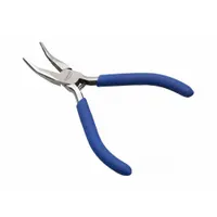 Bent Long Nose Plier: ESD-Safe, 2 in Max Jaw Opening, 4 3/8 in Overall Lg, 1 1/8 in Jaw Lg, Serrated