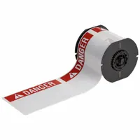 Pre-Cut Label Stock Roll: Danger, 6 in x 4 in, 6 in x 4 in, Polyester, White, Indoor/Outdoor (MPN B33-25-483-ANSIDA)