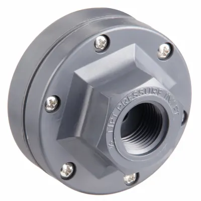 PLAST-O-MATIC Gauge Guard: GGS, For 1/2 in Process, 1/4 in Gauge, PTFE Diaphragm, Buna-N O-Ring - Guards for Pressure Gauges