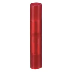 Nylon-insulated butt splice connector for joining two wires end-to-end. Accommodates 22 to 18 AWG wire, rated 600 V. Color-coded red for wire size range. Pack of 100.