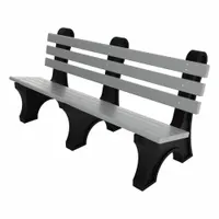 ULTRASITE Outdoor Bench: Comfort Park Avenue, 72 in Overall Lg, 33 1/2 in Overall Ht, Gray, Black (MPN PB 6GRACPAE)