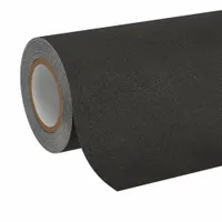 Solid black acrylic antislip tape with very coarse 46 grit for heavy traffic areas. Supplied as a 12 in x 60 ft continuous roll, 42 mil thick. Meets NFPA specifications. Suitable for indoor and outdoor use on stairs, ramps, and walkways
