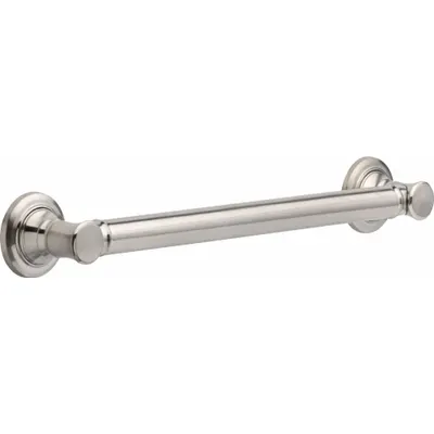 Delta Wall Grab Bar: Straight, 18 in Lg, 1 1/4 in Dia, Stainless Steel, Stainless Steel - Standard Grab Bars