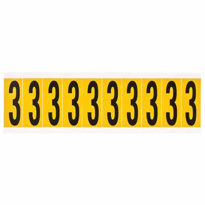 BRADY Number Label: 3 in Character Ht, Indoor/Outdoor, Non-Reflective, Archivo Narrow - Permanent Letters & Numbers