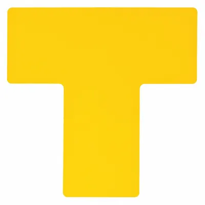 BRADY Floor Marking Tape: T, Solid, Yellow, No Legend, 4 in x 10 in, 8 mil Tape Thick - T-Shaped Floor Marking Tape
