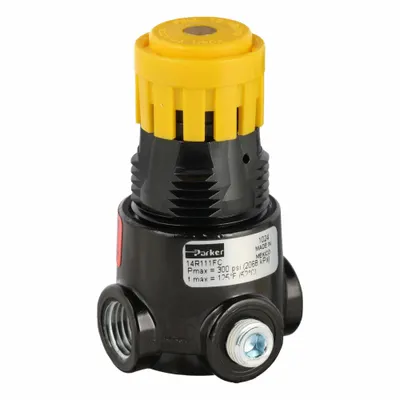 Parker Regulator: Zinc, 1/4 in NPT, 15 scfm, 0 psig to 60 psig, 300 psig Max Op Pressure - Parker FRL Air Regulators