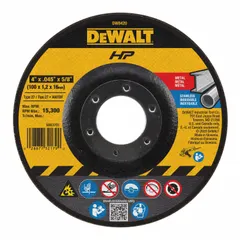 This 4-inch diameter cut-off wheel features a depressed center design for use with angle grinders. Constructed with aluminum oxide abrasive and 60 grit, it is suited for cutting carbon and stainless steel in metal fabrication, maintenance, and repair applications.