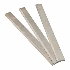 Set of three steel replacement knives for POWERMATIC planer models 60A, 60B, 60C, and PJ882. Used for surfacing and dimensioning wood in industrial woodworking applications.