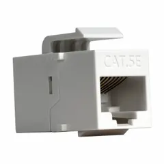 This Category 5e RJ45 keystone coupler joins two network cables in structured cabling installations. It is used to extend or connect Ethernet runs in patch panels or wall plates. Color: White. Sold individually.