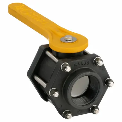 BANJO Manual Two-Way Ball Valve: 2 in, Polypropylene, Straight, FNPT x FNPT, Three-Piece - Polypropylene Ball Valves