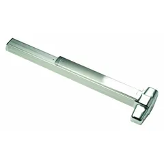 This concealed vertical rod exit device is constructed of aluminum and features a touchbar style for push-activated release. It includes a night latch outside trim and is ADA compliant. Suitable for commercial doors up to 4 ft wide, it provides concealed vertical rod latching for a clean appearance.