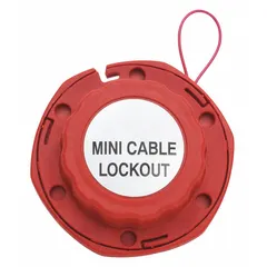 This retractable cable lockout features a red steel cable with vinyl finish and a polypropylene body. It is used in lockout/tagout procedures to isolate energy sources by securing multiple lock points, helping prevent accidental equipment startup during maintenance.