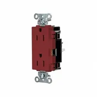HUBBELL Receptacle: Decorator Duplex, 5-15, Red, 125V AC, 15 A, 2 Pole / 3 Wire (MPN HBL2152STR)