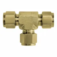 BRENNAN INDUSTRIES Compression Tee Fitting: 5/16 in OD x 5/16 in OD x 5/16 in OD Size, Brass (MPN N2603-05-05-05-B)