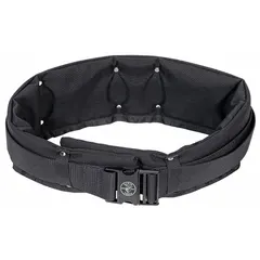 This padded nylon tool belt from KLEIN TOOLS is designed for waist sizes 32 in to 36 in. It provides a comfortable platform for carrying tools during electrical and industrial tasks. The belt is modular and does not include pouches, allowing customization with separate pouches.