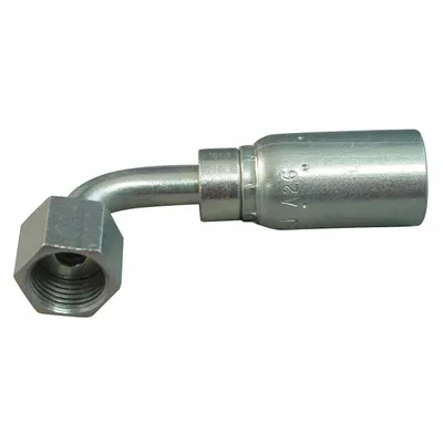 KURT Hydraulic Crimp Fitting: Carbon Steel, 90° Elbow, -8 For Hose Dash Size - Kurt Crimp Hydraulic Hose Fittings with ORS Connection