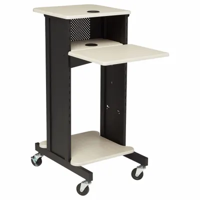 OKLAHOMA SOUND Media Cart: Black/Ivory, 40 1/2 in Overall Ht, 30 in Overall Wd - Media Carts