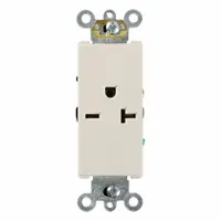 LEVITON Plugs and Receptacles: Single, 6-20, Light Almond, 250V AC, 20 A, 2 Pole / 3 Wire (MPN 16441-T)