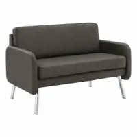 OFFICE STAR PRODUCTS Sofa: Gray, Silver, Faux Leather, Metal, 42 1/2 in Seat Wd, 18 1/2 in Seat Dp (MPN SL5602-PD52)
