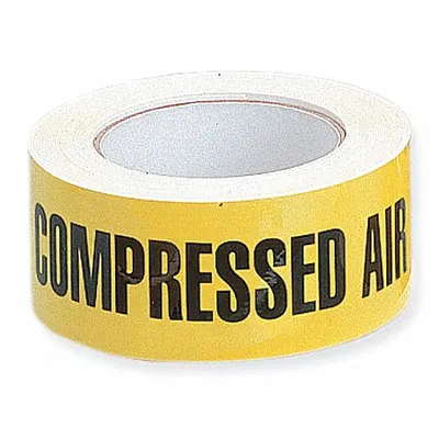 HARRIS INDUSTRIES Pipe Marker: Compressed Air, Yellow, Black, Fits 3 in and Larger Pipe O.D. - Compressed Air Adhesive Pipe Markers on a Roll
