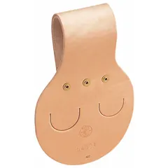 This leather tool holster is designed to carry wrenches on a work belt. It features an open top for quick tool access and a belt slot that fits belts up to 3-1/2 inches wide. The tan holster has no pockets and is suitable for use by electricians, technicians, and maintenance professionals.
