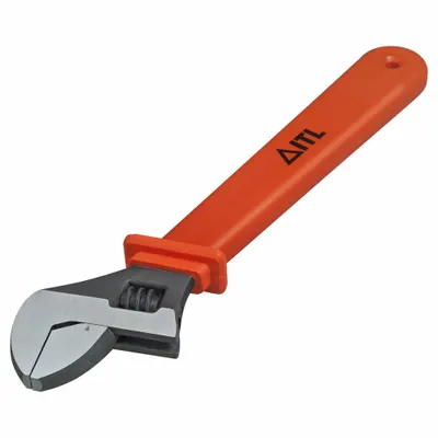 ITL Adjustable Wrench: Nylon Thermoplastic, Black Oxide, 15 in Overall Lg - Insulated Adjustable Wrenches