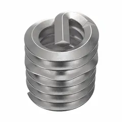 Screw-locking tanged helical insert for repairing or reinforcing internal threads in metal substrates. Features 1/4"-20 coarse thread, right-hand direction, 18-8 stainless steel, dry film lubricant finish, and tensile strength of 200,000 to 250,000 psi. Supplied in a 1,000-piece pack.