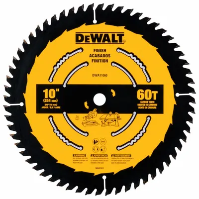 DEWALT Circular Saw Blade: 10 in Blade Dia., 60 Teeth, 0.1 in Cut Wd, 5/8 in Arbor Size - Wood-Cutting Blades