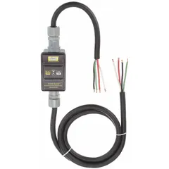 Inline GFCI cord with manual reset, 6 ft length, 10/4 cable, and bare wire plug. Rated 30 A at 120/240V AC. Provides ground fault protection for equipment with bare wire connections in temporary power or portable setups.