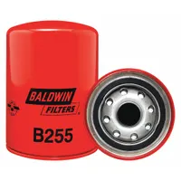BALDWIN FILTERS Oil Filter: B255, 1-12 Thread Size, 5 1/2 in Overall Ht, 3 11/16 in Outside Dia, Oil