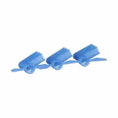 Fully insulated flag disconnect with blue nylon housing for 16 AWG to 14 AWG wire. Provides secure wire termination in control panels, industrial machinery, and electrical systems.