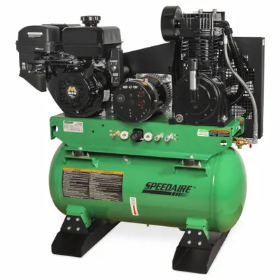 SPEEDAIRE Stationary Air Compressor/Generator: 2 Stage, 14 hp Engine, Mi-T-M, 15.7 cfm - Combination Air Compressors & Generators