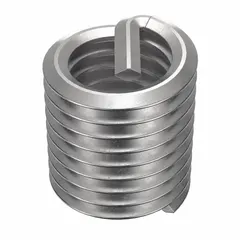 Free-running helical insert with tanged tang style for M12-1.75 coarse threads. Made from 18-8 stainless steel with plain finish. Used to repair or reinforce threads in metal components such as aluminum, cast iron, or steel. Pack of 6.