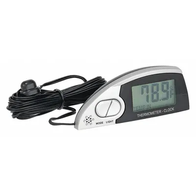 BELL In/Out Thermometer/Clock: Vehicle Thermometer, Silver - Vehicle Thermometers