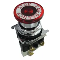 EATON Emergency Stop Push Button: Illuminated, Mushroom Head Profile, Metallic, 30 mm, 1NC (MPN 10250T597LED2A-71X)