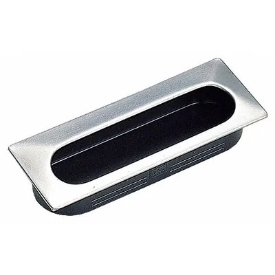 SUGATSUNE Recessed Pull Handle: Snap-In, Stainless Steel, Black, Tray, 1.6 in Overall Lg - Oblong Recessed Pull Handles