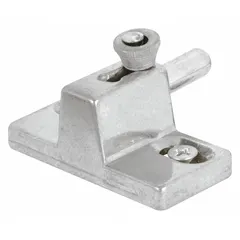 This sliding door lock measures 1 in height by 1 1/16 in width. It is designed to secure sliding doors, preventing unintended movement or unauthorized access. Typical applications include industrial facilities, warehouses, and maintenance areas where door security is required.