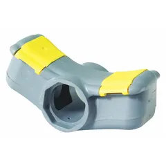 Plastic eyewash spray head with dust covers, compatible with Halo series eyewash stations. Designed for use with an eyewash head, it delivers a controlled water flow to flush contaminants from the eyes in industrial safety applications.