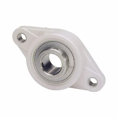IPTCI BEARINGS 2 Bolt Flange Bearing: Radial Ball, 35 mm Bore, PBT Plastic - Washdown Flange-Mount Ball Bearings