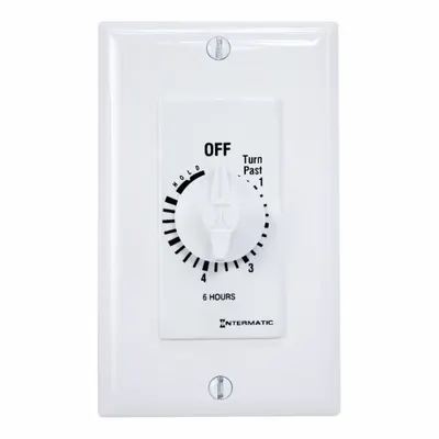 INTERMATIC Spring-Wound Timer: 6 hr Max, SPST, 277V AC, No Wall Plate Included - Spring-Wound Mechanical Timers without Wall Plates