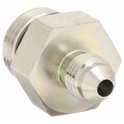 AEROQUIP Hydraulic Hose Adapter: 1/2 in x 1/4 in Fitting Size, Male x Male, ORB x JIC - ORB-to-JIC Steel Hydraulic Hose Adapters