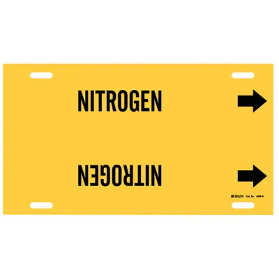 BRADY Pipe Marker: Nitrogen, Yellow, Black, Fits 8 to 9 7/8 in Pipe O.D., 1 Pipe Markers - Nitrogen Strap-On Pipe Markers